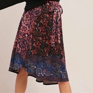 Anthropologie Maeve Floral Print Faux Wrap Skirt, Size Small NWT